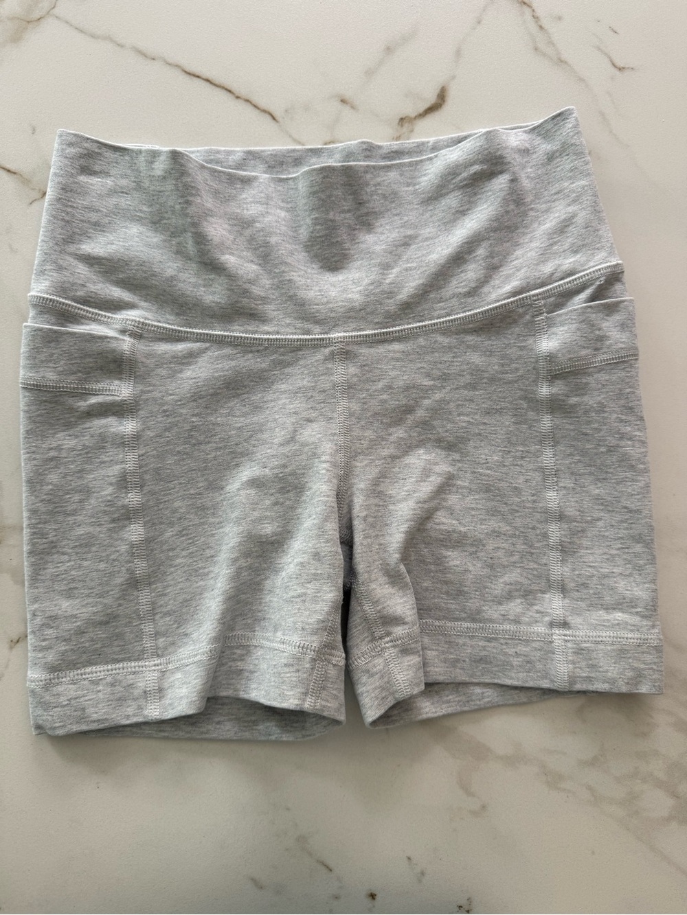 Athleta Girl High Rise Stash Pocket Bike Shorts Gray M 8-10 EUC